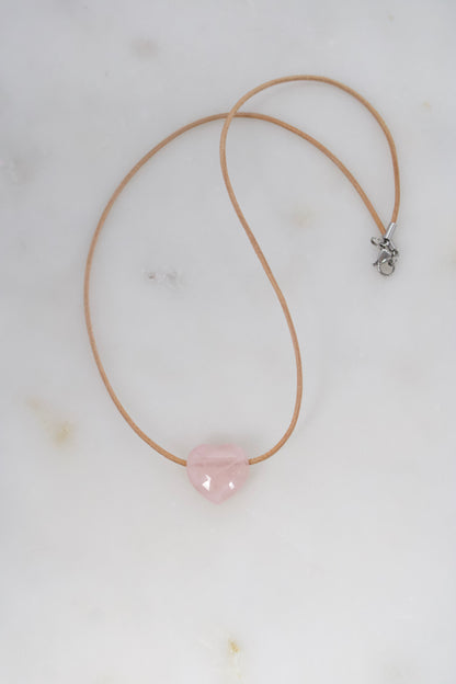 Rosenquarz Mini Herz Choker