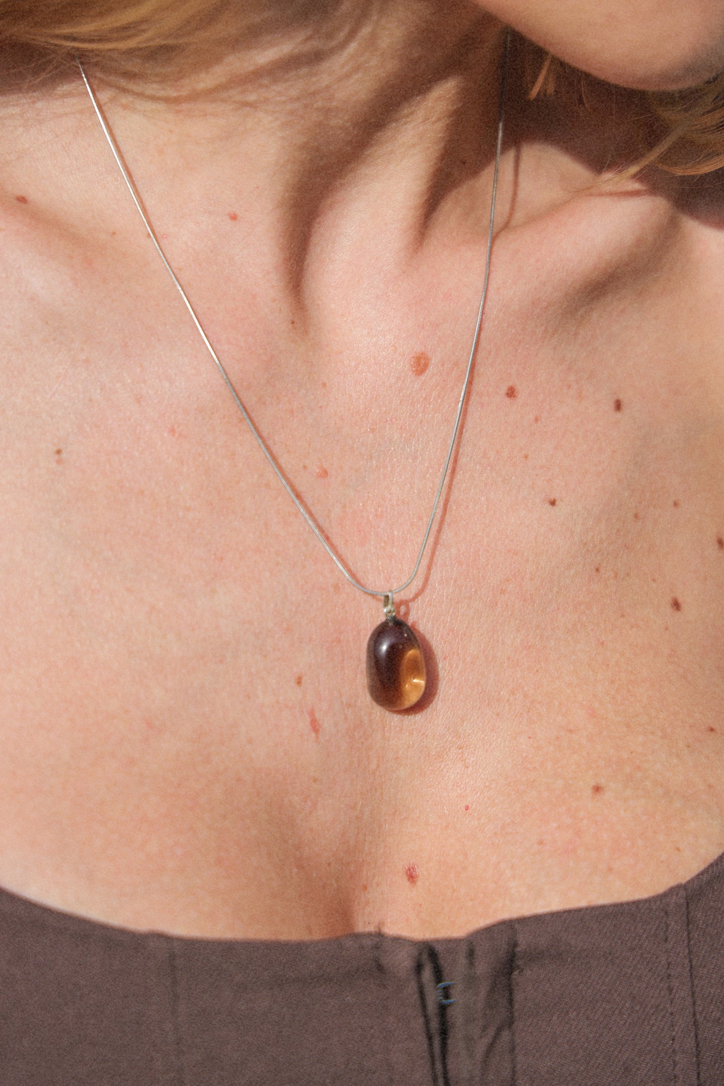 Rauchquarz Anhänger mit Schlangenkette